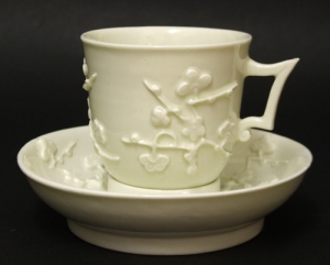 St Cloud soft-paste cup and saucer in Chinese blanc-de-chine style, 1730-50 AD - courtesy R&G McPherson Antiques